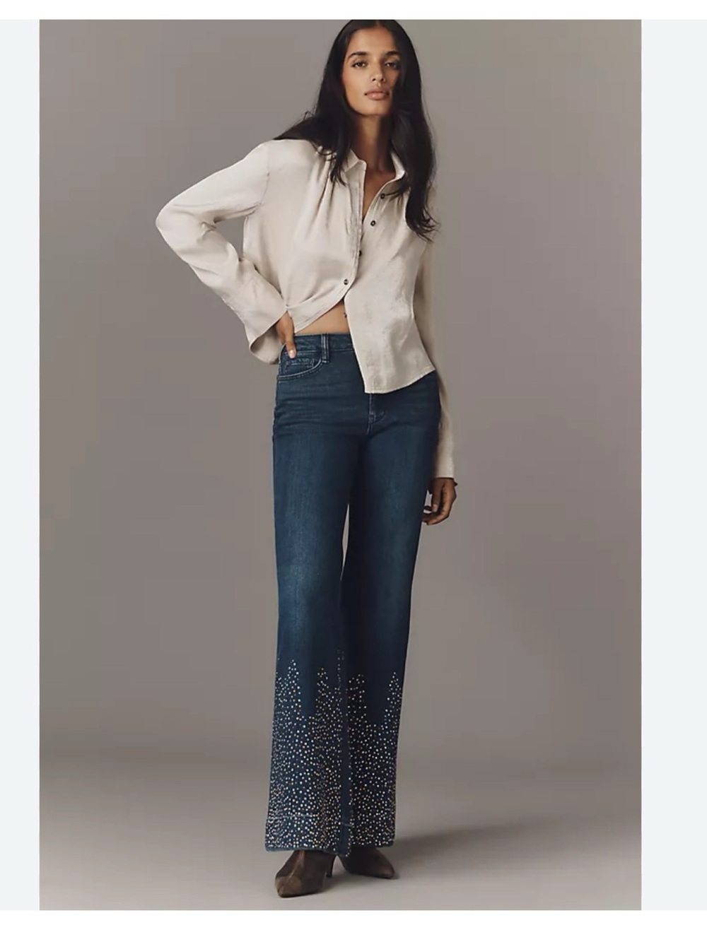 Anthropologie Pilcro Retro Studded Low-Rise  Flare Jeans